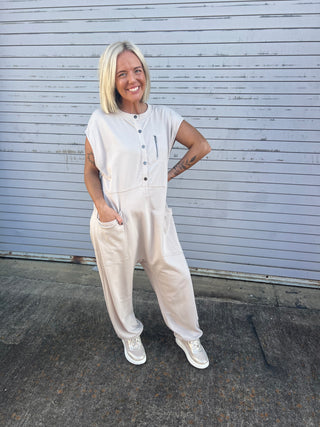 Taupe French Terry Jumpsuit