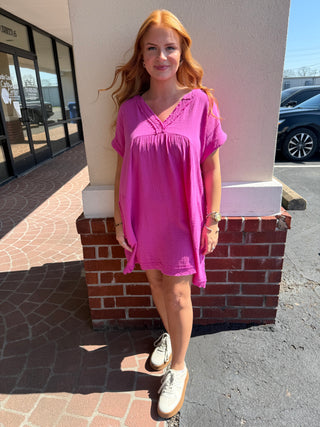 Comfort Fit Dress- Pink