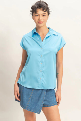 Key To Happiness Blouse- Blue