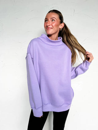 Mock Neck Sweatshirt-Lavender