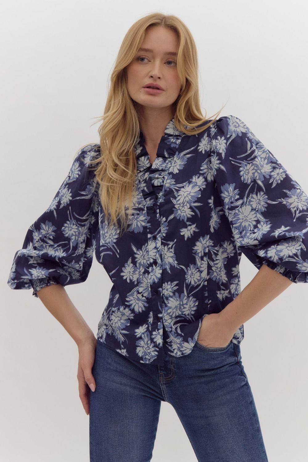 Poplin Blouse In Navy