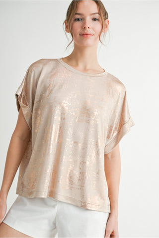 Metallic Mood Top- Oatmeal