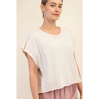 Revolve Open Back Tee- Beige