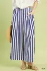 Vertical Stripe Wide Leg Pant/Blue