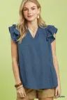 Sweetgrass Ruffle Top- Denim