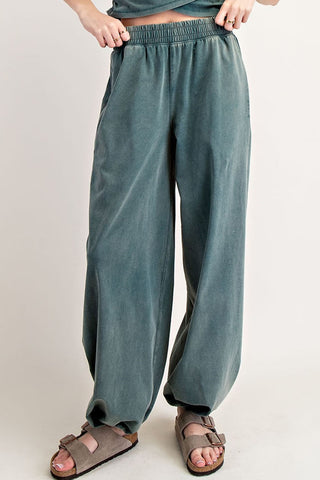 Mineral Wash Jogger Pants- Teal