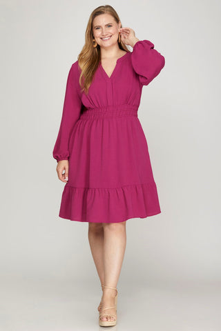 Curvy Your Terms Woven Dress- Berry