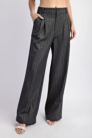 Pinstriped Straight Leg Pants