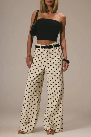 Polka Dot Straight Jeans