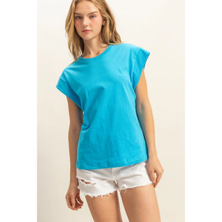 Relaxed Everyday Tee- Aqua Blue