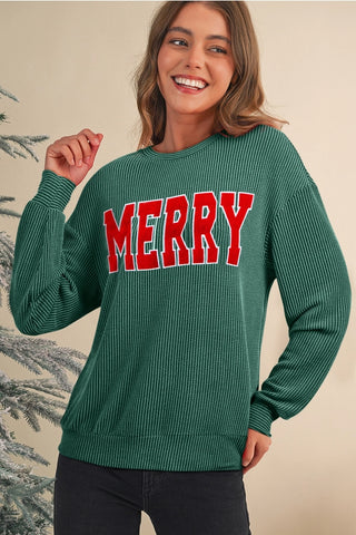 Ribbed Merry Top-Green