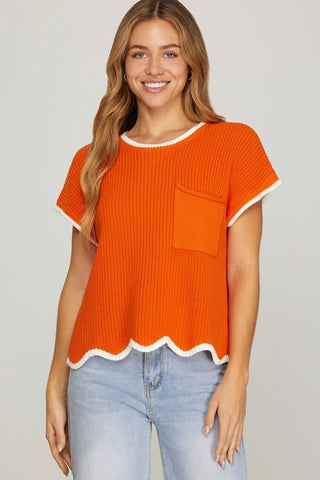 Game Day Sweater Top- Orange