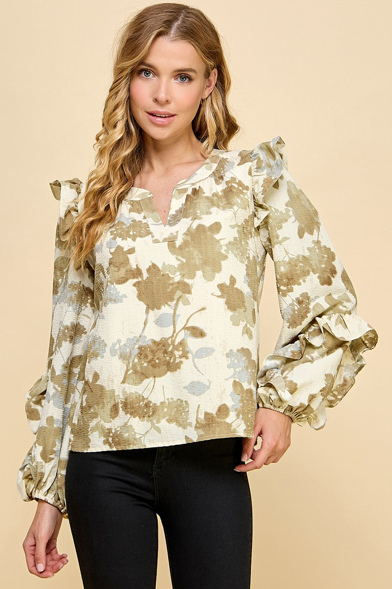 Floral Blouse In Sage