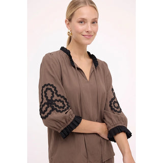 Sahara Stitch Blouse- Cocoa