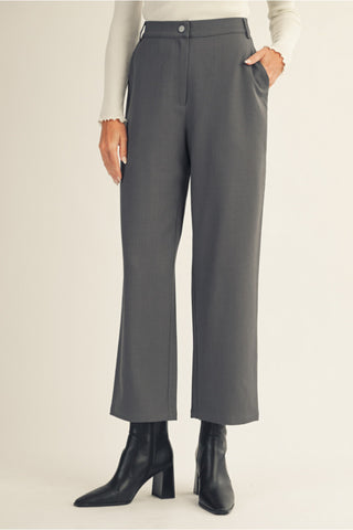 Straight Leg Slacks- Grey
