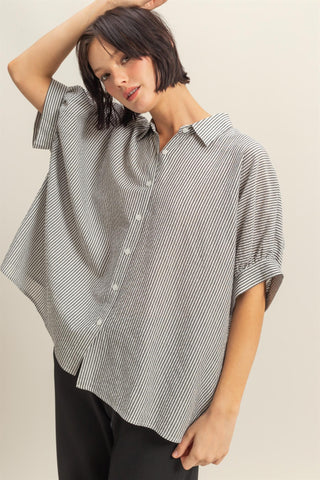 Chic Button Down- Black/White