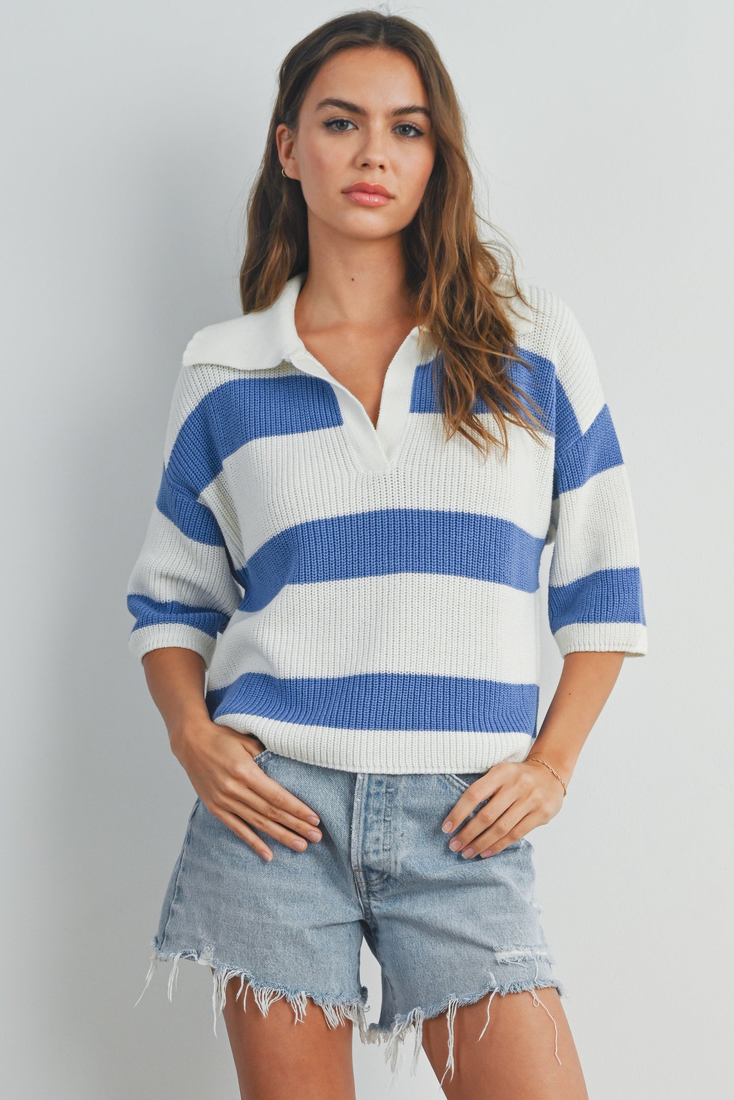 Stripes And Smiles Sweater - Blue