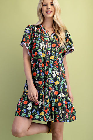 Summer Bouquet Dress- Black