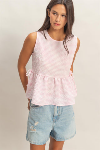 The Summer Peplum Top-Pink