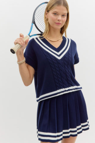 Tennis Date Top- Navy