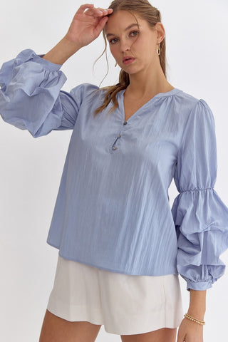 Tiered Puff Top- Blue