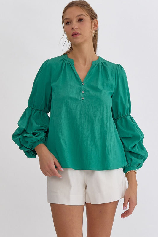 Tiered Puff Top- Green