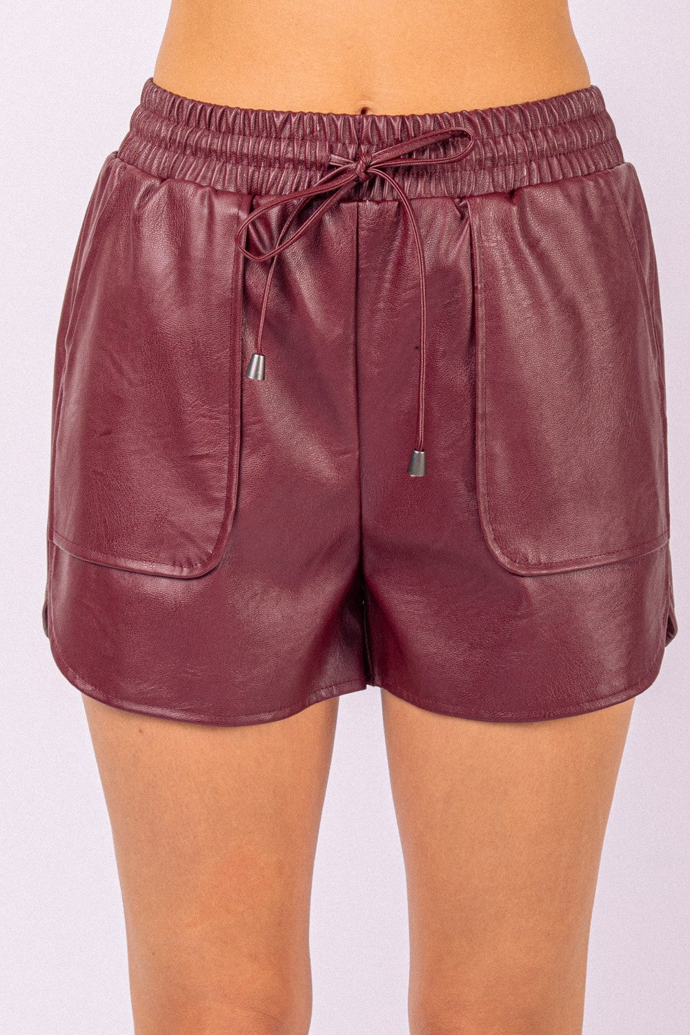 Wine Leather Shorts