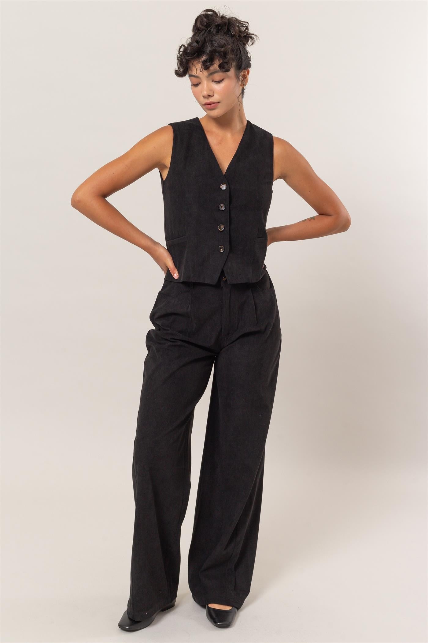 Vest Pant Set In Black