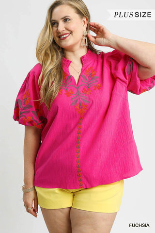 Curvy New Orleans Top- Fuschia