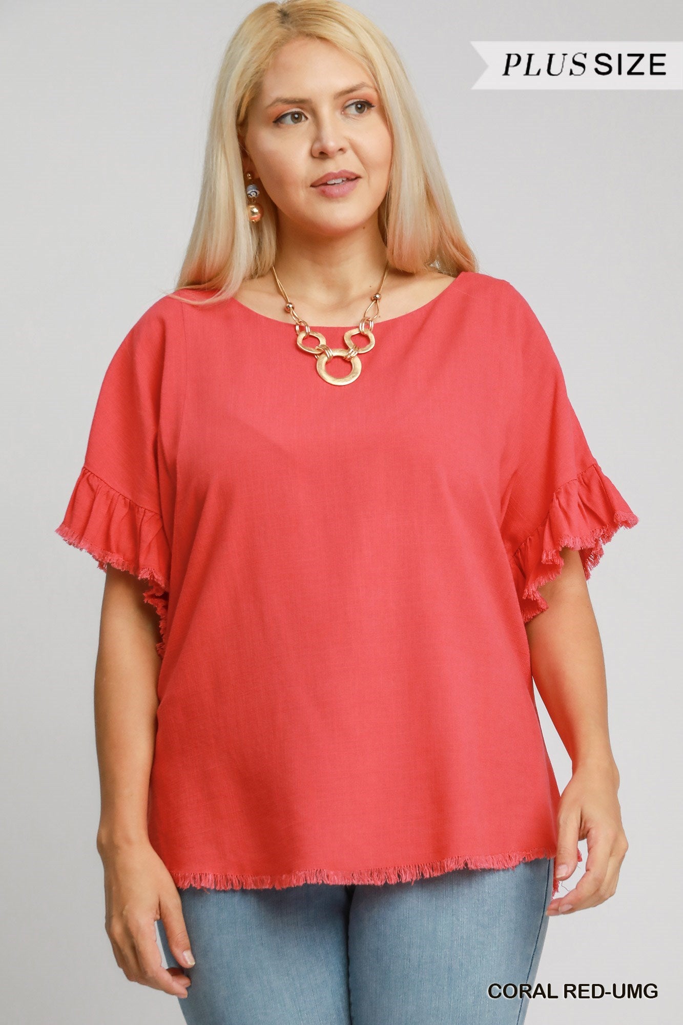 Curvy Amy Top- Coral Red