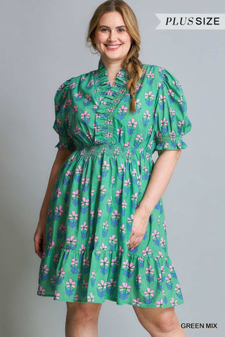 Curvy Wildflower Dress- Green