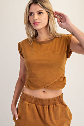 Mineral Wash Wrap Top- Walnut