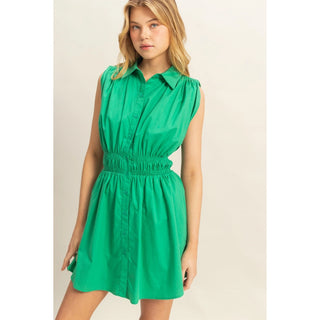 Getting Good Poplin Dress- Green