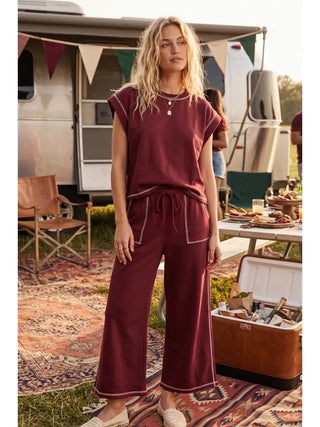 The Baller Lounge Set-Maroon