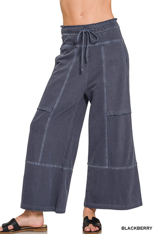 The Boho Terry Washed Pant- Blackberry