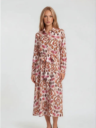 Full Charm Paisley Dress- Pink