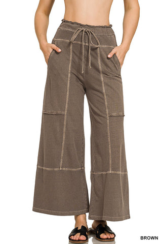 The Boho Terry Washed Pant - Brown