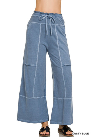 The Boho Terry Washed Pant - Dusty Blue