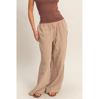 The Summer Gingham Pant- Brown