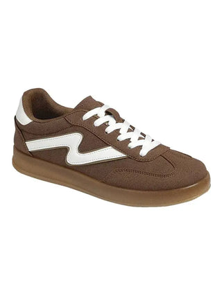 On The Go Flat Sneaker- Brown/White
