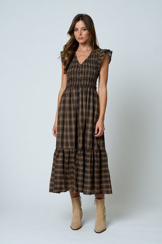The Cider Midi Dress- Brown
