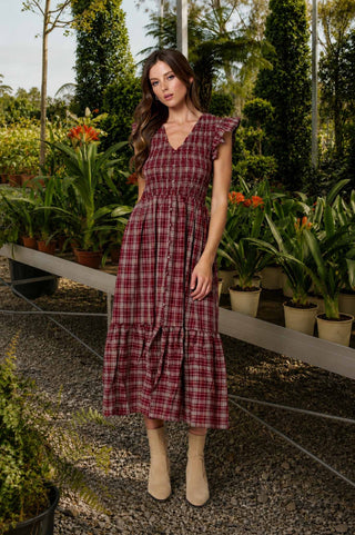 The Cider Midi Dress- Burgundy