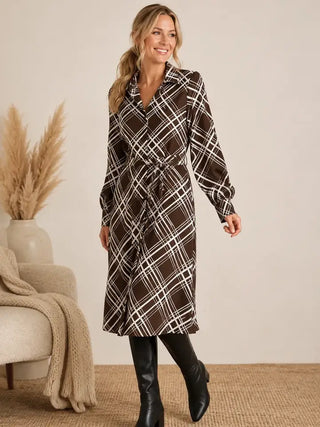 The Soles Crepe Dress- Brown