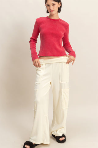 The Josie Mineral Washed Pants/Cream