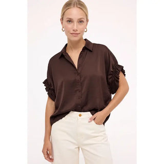 Petal & Flutter Blouse- Brown