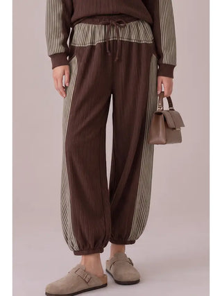 At Home Stripe Jogger- Brown
