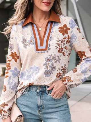 Cinnamon Spice Blouse- White Floral