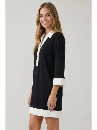 Color Block Shift Dress- Black