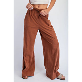 Cotton Slub Lounge Pant- Chestnut
