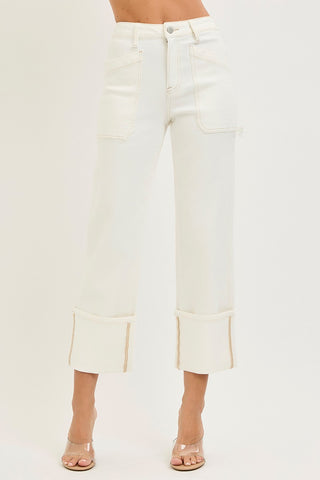 Easy Day Cropped Cuff Jean - Cream